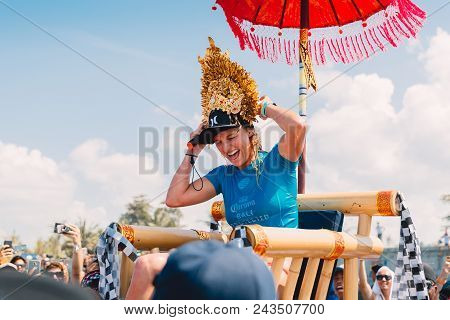 June 3, 2018. Keramas, Bali, Indonesia. Award Ceremony Of Competition Wsl Corona Bali Protected. Win