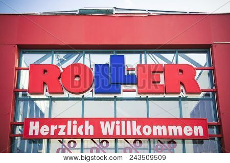 Heuchelheim, Germany - March 25, 2018: Roller Logo On A Store. Roller Is A German Furniture Discount