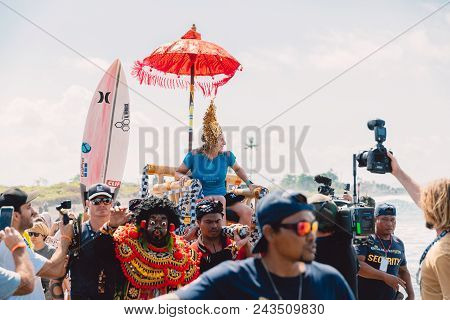 June 3, 2018. Keramas, Bali, Indonesia. Award Ceremony Of Competition Wsl Corona Bali Protected. Win
