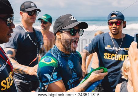 June 3, 2018. Keramas, Bali, Indonesia. Award Ceremony Of Competition Wsl Corona Bali Protected. Win