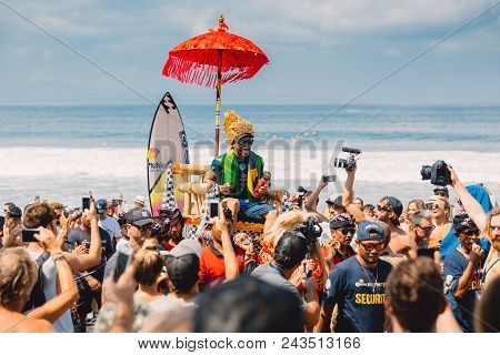 June 3, 2018. Keramas, Bali, Indonesia. Award Ceremony Of Competition Wsl Corona Bali Protected. Win