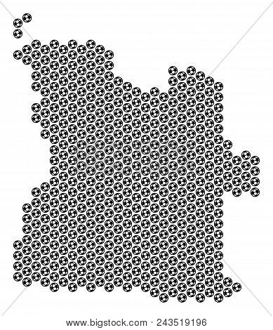Football Ball Angola Map. Vector Territorial Scheme On A White Background. Abstract Angola Map Compo