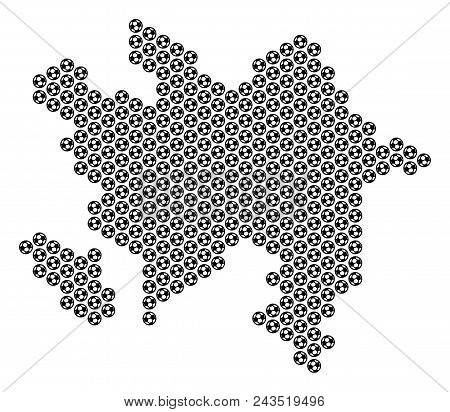 Football Ball Azerbaijan Map. Vector Geographic Plan On A White Background. Abstract Azerbaijan Map 