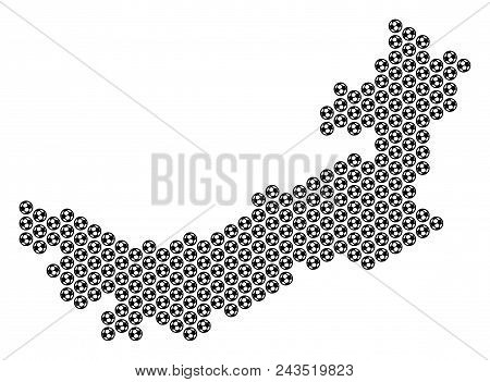 Football Ball Chinese Inner Mongolia Map. Vector Territory Scheme On A White Background. Abstract Ch