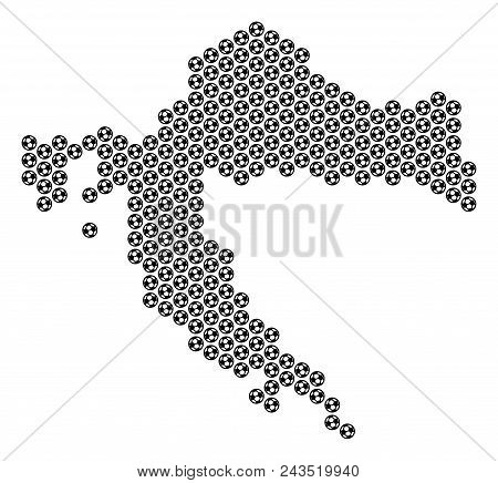 Football Ball Croatia Map. Vector Geographic Scheme On A White Background. Abstract Croatia Map Conc