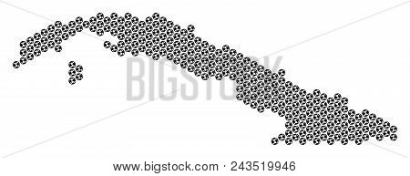 Football Ball Cuba Map. Vector Geographic Scheme On A White Background. Abstract Cuba Map Concept Is