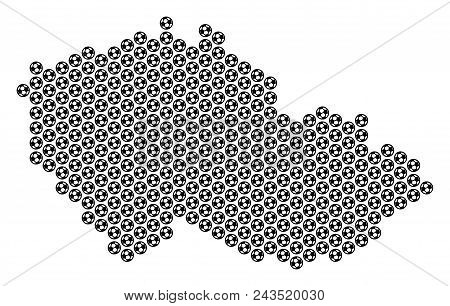 Football Ball Czech Map. Vector Geographic Scheme On A White Background. Abstract Czech Map Mosaic I