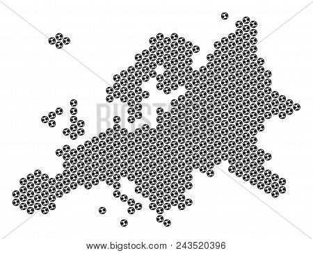 Football Ball Europe Map. Vector Geographic Scheme On A White Background. Abstract Europe Map Concep