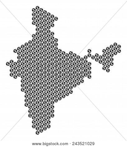 Football Ball India Map. Vector Territory Plan On A White Background. Abstract India Map Composition