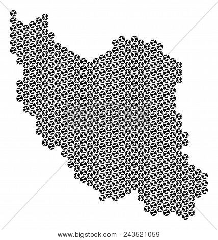 Football Ball Iran Map. Vector Geographic Scheme On A White Background. Abstract Iran Map Mosaic Is 