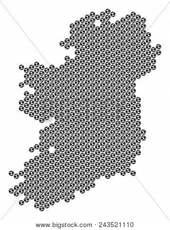 Football Ball Ireland Island Map. Vector Geographic Plan On A White Background. Abstract Ireland Isl