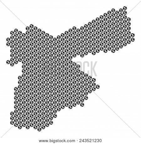 Football Ball Jordan Map. Vector Geographic Plan On A White Background. Abstract Jordan Map Collage 