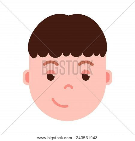 Boy Head Emoji Personage Icon With Facial Emotions, Avatar Character, Man Cunning Face With Differen