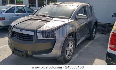 Novosibirsk, Russia - 05.28.2018: Marussia F2 front view. Photography of a Russian supercar SUV on p