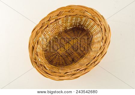 Close-up Of Vimini Bamboo Box Container Object On A White Background