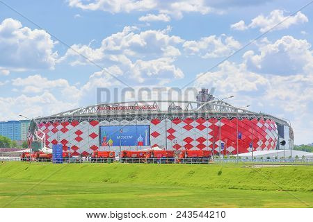 Moscow, Russia - May, 2018: Otkrytie Arena. Home Stadium Of Spartak Football Team. Fifa World Cup An