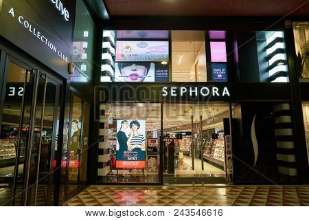 MILAN, ITALY - CIRCA NOVEMBER, 2017: Sephora store in Milan. Sephora is a French chain of cosmetics stores.