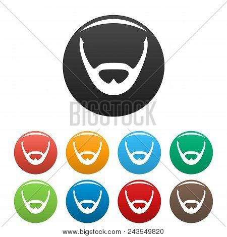 Beard And Whiskers Icon. Simple Illustration Of Beard And Whiskers Vector Icons Set Color Isolated O