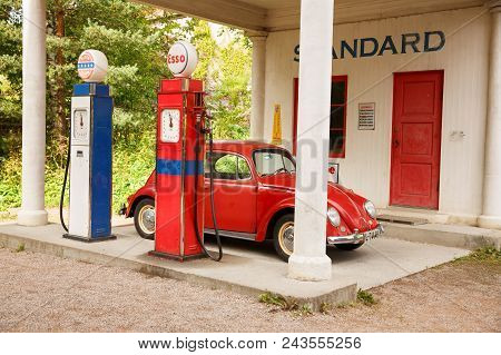 Oslo, Norway-august 13, 2014 - Norwegian Museum Of Cultural History. Standard Oil Gas Station Of 192