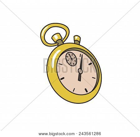 Stopwatch Clock. Time Symbol, Icon. Colored Line Vector Illustration. Isolated On White Background.