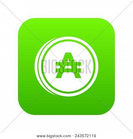 Coin Austral Icon Digital Green For Any Design Isolated On White Vector Illustration
