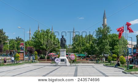Republic Square And Ataturk Monument In Edirne , Turkey.