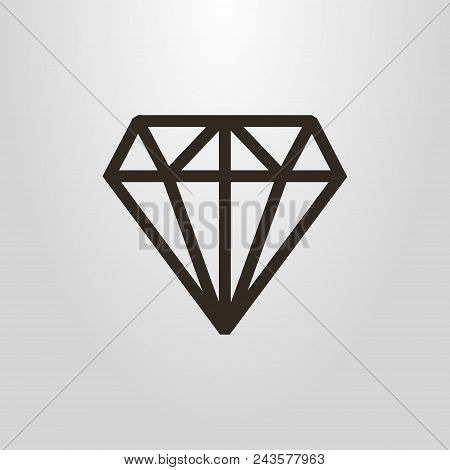 Black And White Simple Vector Line Art Gem Icon