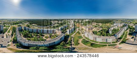Virtual Reality, Riga Street And Livig Houses, Latvia, Drone Vr Technology 360 Simulation Drone Shot
