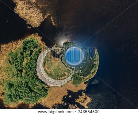 Virtual Reality, Riga Street And Livig Houses, Latvia, Drone Vr Technology 360 Simulation Drone Shot