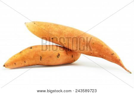 Sweet Potatoes Isolated On A White Background