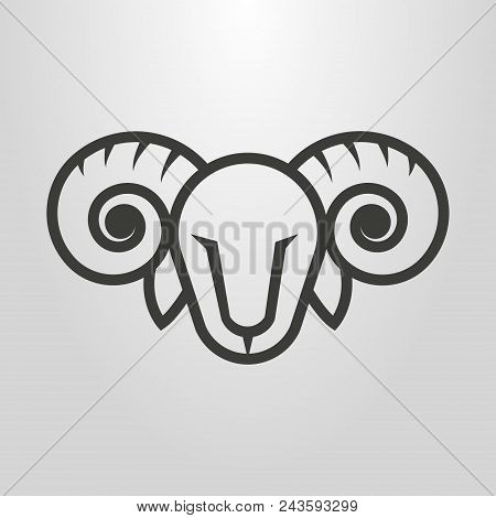 Black And White Simple Vector Ram Head Pictogram