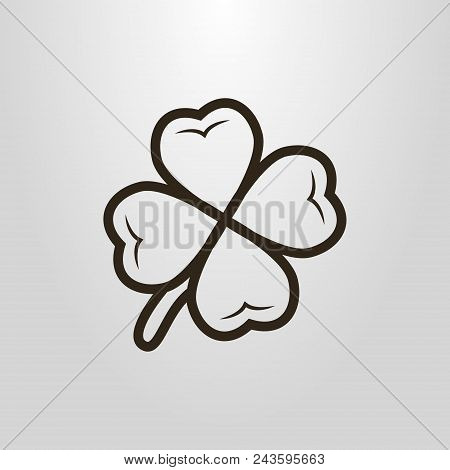Black And White Simple Vector Clover Line Art Pictogram