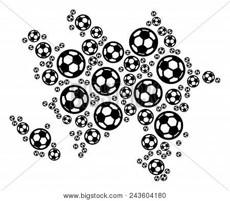 Football Azerbaijan Map. Vector Territorial Plan Made From Soccer Spheres In Various Sizes. Abstract