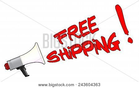A Megaphone Isolated Over A White Background Shouting Free Shipping