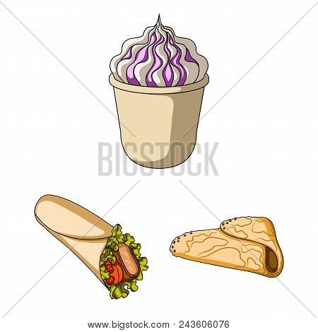 Fast Food Cartoon Icons In Set Collection For Design.food From Semi-finished Products Vector Symbol 