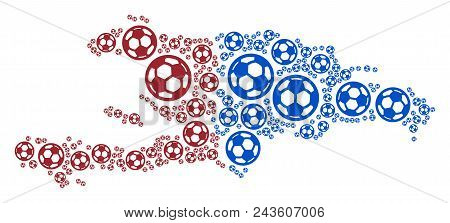 Football Haiti And Dominican Republic Map. Vector Geographic Scheme Created From Football Spheres In