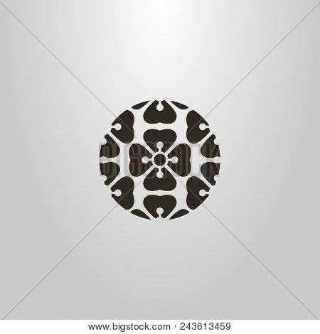Black And White Shape Of Abstract Round Logo Of The Pattern Of Flowers