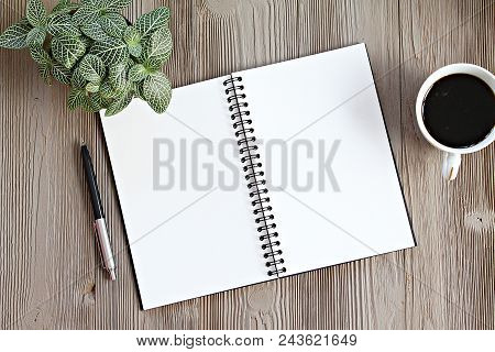 Still Life, Business, Office Supplies, Planning Or Office Life Concept : Top View Or Flat Lay Of Ope