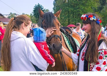 Zhytomyr, Ukraine - August 19, 2017: Ukrainian Fans Show The Performance Of Patriotic People