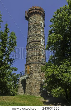 Summer View Of The Stone Lookout Tower Cvilin/czech Republic/
