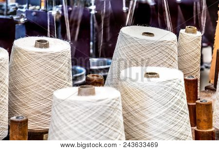 Traditional Wool Reels Of The British Waving And Textile Industry.