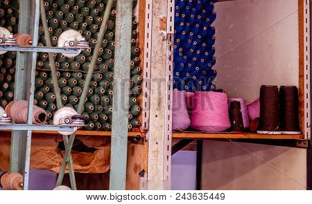 Traditional Wool Reels Of The British Waving And Textile Industry.