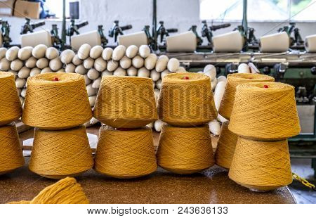 Traditional Wool Reels Of The British Waving And Textile Industry.