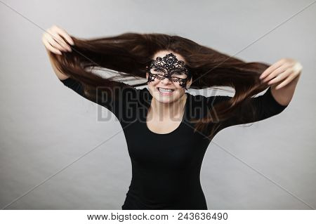 Mysterious Woman Wearing Lace Mask