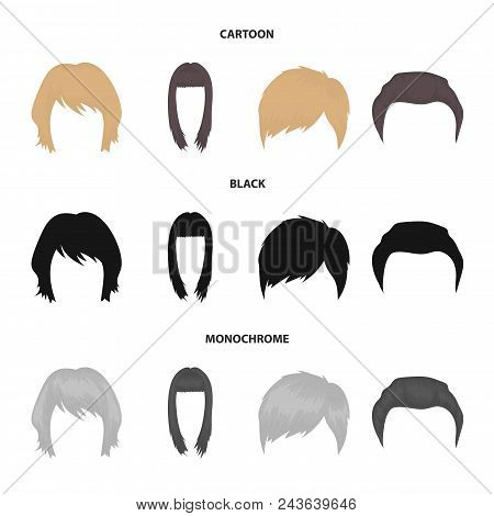 Mustache And Beard, Hairstyles Cartoon, Black, Monochrome Icons In Set Collection For Design. Stylis