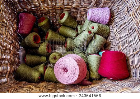 Traditional Wool Reels Of The British Waving And Textile Industry.