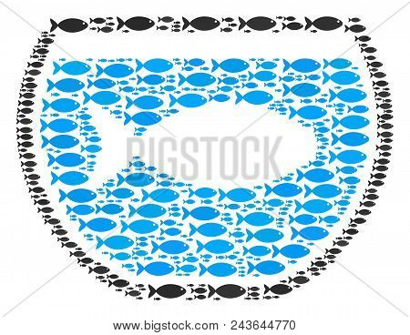 Fish Tank Vector Composition. Abstraction Is Composed From Fish Items In Various Sizes. Fish Symbols