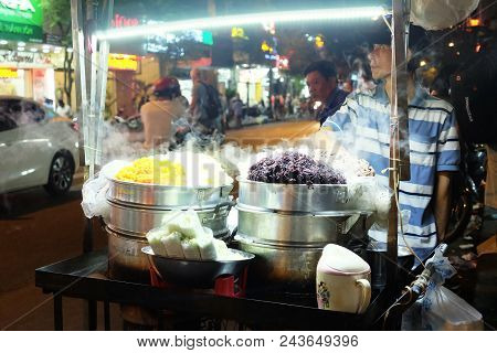 Ho Chi Minh City, Vietnam - January 11, 2018 : Street Food At Night Market  In Oh Chi Minh City, Sou