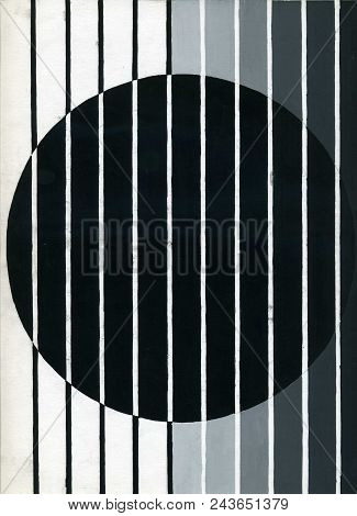 Drawing An Abstract Composition Of Geometric Shapes. Monochrome Color Performance. 2d Illustration.