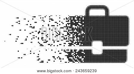 Fractured Case Dot Vector Icon With Wind Effect. Rectangular Items Are Grouped Into Dispersed Case F